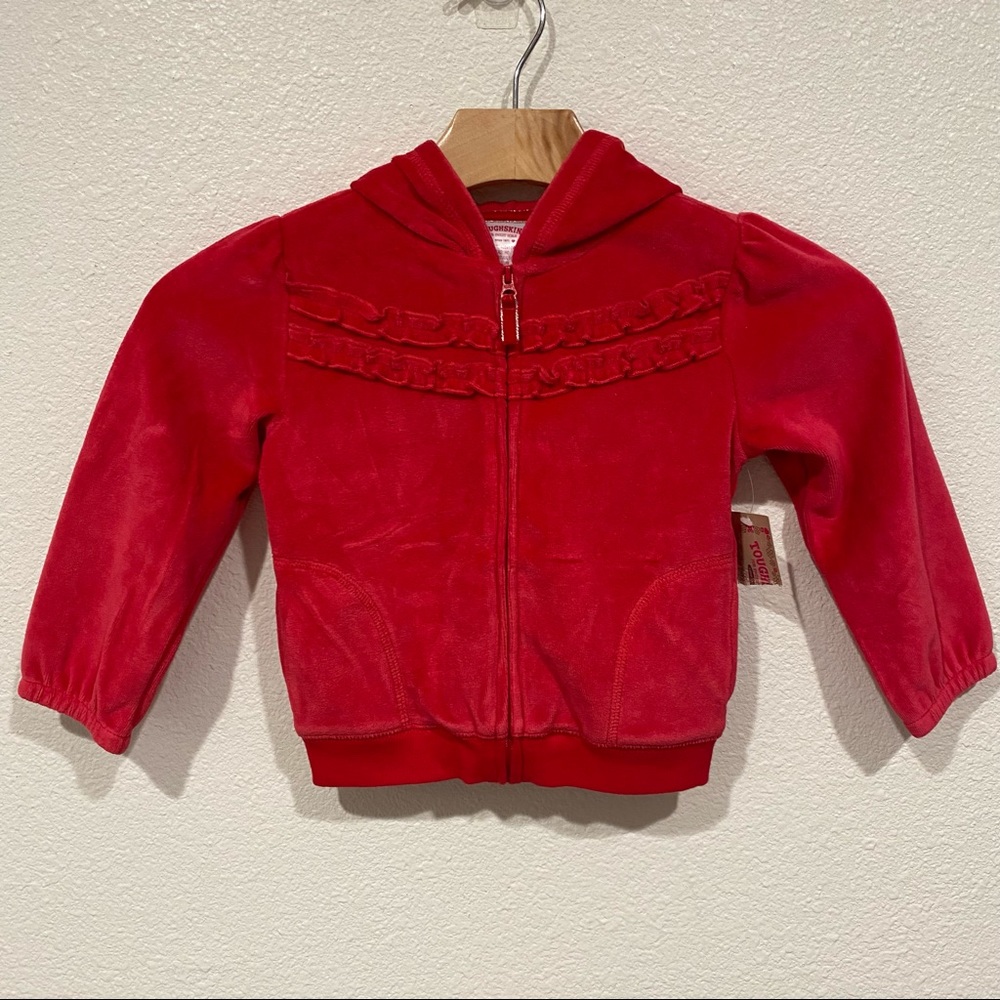 NWT Kids Toughskins Girls Red Fleece Full Zip Jacket Christmas Holiday 2T